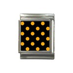 Polka Dots - Dark Tangerine Orange on Black Italian Charm (13mm)
