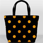 Polka Dots - Dark Tangerine Orange on Black Bucket Bag