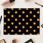 Polka Dots - Dark Tangerine Orange on Black Cosmetic Bag (XL)