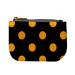 Polka Dots - Dark Tangerine Orange on Black Mini Coin Purse