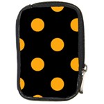 Polka Dots - Dark Tangerine Orange on Black Compact Camera Leather Case