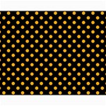 Polka Dots - Dark Tangerine Orange on Black Collage 11  x 14 