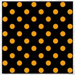 Polka Dots - Dark Tangerine Orange on Black Canvas 20  x 20 