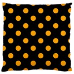 Polka Dots - Dark Tangerine Orange on Black Large Cushion Case (Two Sides)