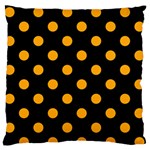 Polka Dots - Dark Tangerine Orange on Black Standard Flano Cushion Case (One Side)