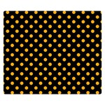 Polka Dots - Dark Tangerine Orange on Black Double Sided Flano Blanket (Small)