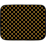 Polka Dots - Dark Tangerine Orange on Black Double Sided Fleece Blanket (Mini)