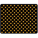 Polka Dots - Dark Tangerine Orange on Black Fleece Blanket (Medium) (One Side)