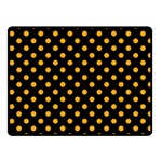 Polka Dots - Dark Tangerine Orange on Black Fleece Blanket (Small) (One Side)