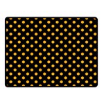 Polka Dots - Dark Tangerine Orange on Black Double Sided Fleece Blanket (Small) (Two Sides)
