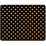 Polka Dots - Dark Tangerine Orange on Black Double Sided Fleece Blanket (Medium) (Two Sides)