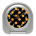 Polka Dots - Dark Tangerine Orange on Black Desk Alarm Clock