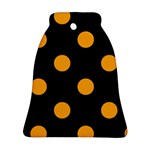 Polka Dots - Dark Tangerine Orange on Black Ornament (Bell)