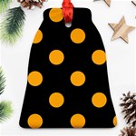 Polka Dots - Dark Tangerine Orange on Black Bell Ornament (Two Sides)