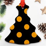 Polka Dots - Dark Tangerine Orange on Black Christmas Tree Ornament (Two Sides)