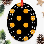 Polka Dots - Dark Tangerine Orange on Black Ornament (Bell) Ornament (Oval Filigree)