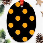 Polka Dots - Dark Tangerine Orange on Black Oval Ornament (Two Sides)