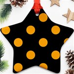 Polka Dots - Dark Tangerine Orange on Black Ornament (Star)