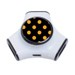 Polka Dots - Dark Tangerine Orange on Black Portable USB Hub (One Side)