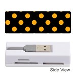 Polka Dots - Dark Tangerine Orange on Black Memory Card Reader (Stick)