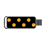 Polka Dots - Dark Tangerine Orange on Black Portable USB Flash (One Side)