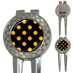 Polka Dots - Dark Tangerine Orange on Black 3-in-1 Golf Divot