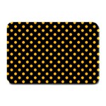Polka Dots - Dark Tangerine Orange on Black Plate Mat