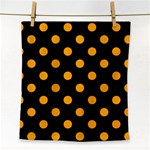 Polka Dots - Dark Tangerine Orange on Black Face Towel