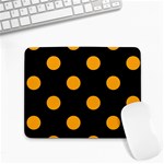 Polka Dots - Dark Tangerine Orange on Black Small Mousepad