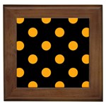 Polka Dots - Dark Tangerine Orange on Black Framed Tile