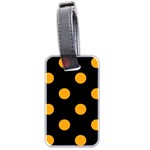 Polka Dots - Dark Tangerine Orange on Black Luggage Tag (Two Sides)