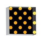 Polka Dots - Dark Tangerine Orange on Black 4 x 4  Acrylic Photo Block
