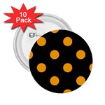 Polka Dots - Dark Tangerine Orange on Black 2.25  Button (10 pack)