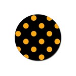 Polka Dots - Dark Tangerine Orange on Black Magnet 3  (Round)