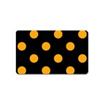 Polka Dots - Dark Tangerine Orange on Black Magnet (Name Card)