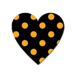 Polka Dots - Dark Tangerine Orange on Black Magnet (Heart)