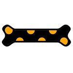 Polka Dots - Dark Tangerine Orange on Black Magnet (Dog Bone)
