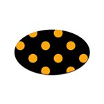 Polka Dots - Dark Tangerine Orange on Black Sticker (Oval)