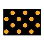 Polka Dots - Dark Tangerine Orange on Black Sticker A4 (10 pack)