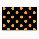 Polka Dots - Dark Tangerine Orange on Black Postcard 4  x 6 
