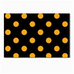 Polka Dots - Dark Tangerine Orange on Black Postcard 5  x 7 