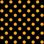 Polka Dots - Dark Tangerine Orange on Black ScrapBook Page 8  x 8 