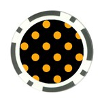Polka Dots - Dark Tangerine Orange on Black Poker Chip Card Guard