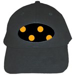 Polka Dots - Dark Tangerine Orange on Black Black Cap