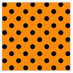 Polka Dots - Black on Dark Orange Large Satin Scarf (Square)