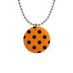 Polka Dots - Black on Dark Orange 1  Button Necklace