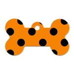 Polka Dots - Black on Dark Orange Dog Tag Bone (Two Sides)