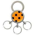 Polka Dots - Black on Dark Orange 3-Ring Key Chain