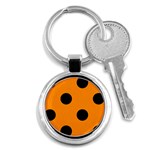 Polka Dots - Black on Dark Orange Key Chain (Round)