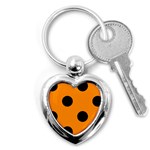 Polka Dots - Black on Dark Orange Key Chain (Heart)